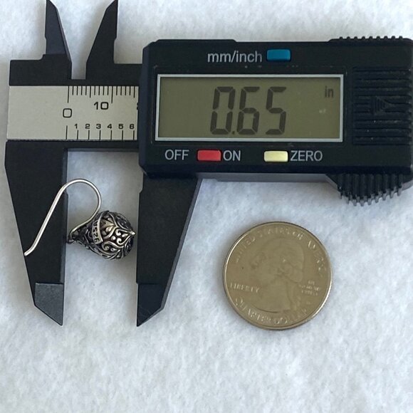 Sterling Silver ATI 925 Bali Style Scrollwork Hollow Teardrop Dangle Earrings - Picture 15 of 16